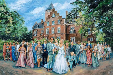 Bruidspaar met veel gasten