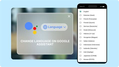 Illustratie van de Google Assistent interface met taalinstellingen
