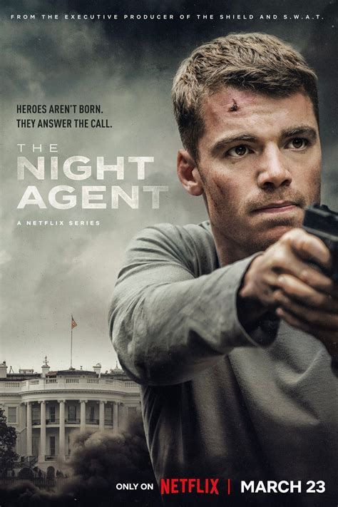 Poster van de serie The Night Agent met de hoofdrolspelers