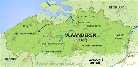 Kaart van Vlaanderen met aanduiding van de 17 cultuurcentra waar het fotografiecircuit plaatsvindt