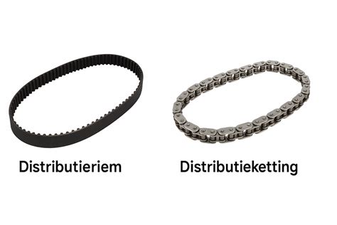 Vergelijking van een distributieriem en een distributieketting