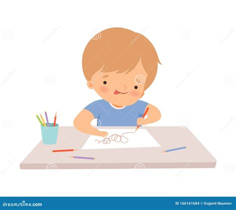 Illustratie van een kind dat een tekening maakt voor een ouder op uitzending
