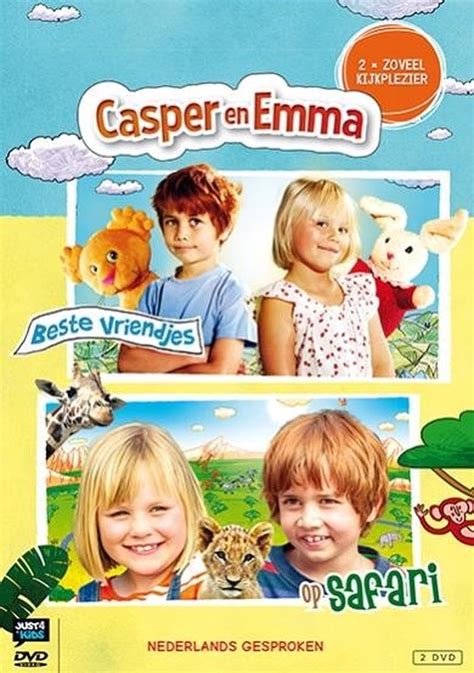 Illustratie van Casper en Emma met hun knuffels in een safari-omgeving
