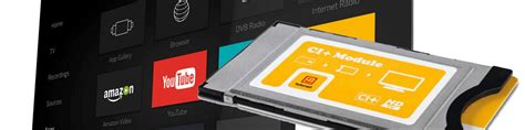 Afbeelding van een moderne televisie met een CI+ module en smartcard.