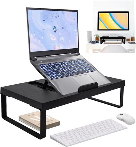 Afbeelding van een ergonomische laptopstandaard die de luchtstroom verbetert.