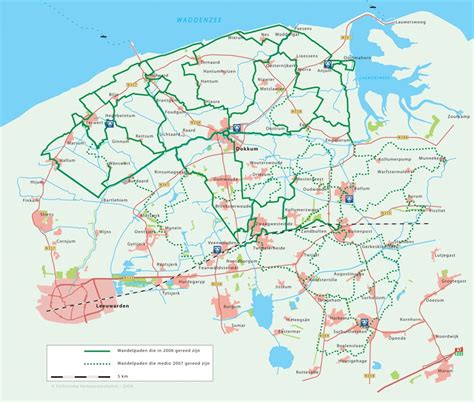 Kaart van Noordoost-Friesland met de dekkingsgebieden van RTV NOF.