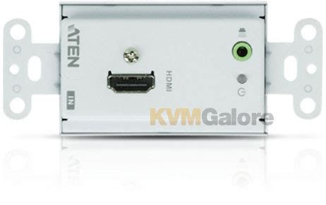 Schema van de VE806 HDMI Over Cat 5e Wandplaatverlenger met bron, zender, ontvanger en display.