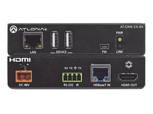 Overzicht van de Atlona AT-OME-EX-WP-KIT-LT set, inclusief de zender-wandplaat, ontvanger en de HDBaseT-kabel.