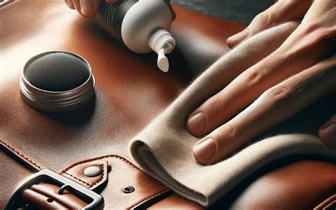 Een leren tas die wordt ingewreven met leerconditioner