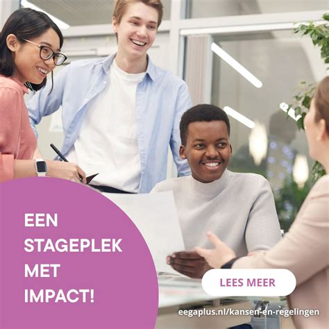 Collage van foto's die de werkervaring van een stagiair symboliseren: vergaderingen, gesprekken met collega's, en het werken aan projecten.