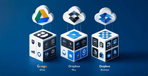 Iconen van cloudopslagdiensten zoals Google Drive en Dropbox