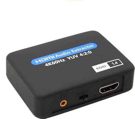 Tabel met technische specificaties van een HDMI audio extractor
