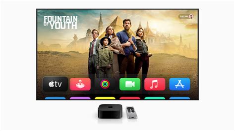 Illustratie van de Liquid Glass-vormgeving in de Apple TV-interface