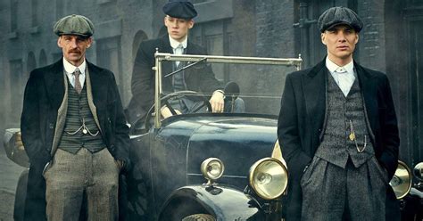Collage van de hoofdpersonages uit de serie Peaky Blinders