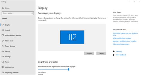 Screenshot van Windows Beeldscherminstellingen met opties voor meerdere beeldschermen