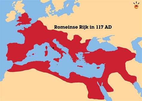 Kaart van het Romeinse Rijk op zijn hoogtepunt, met belangrijke provincies en steden