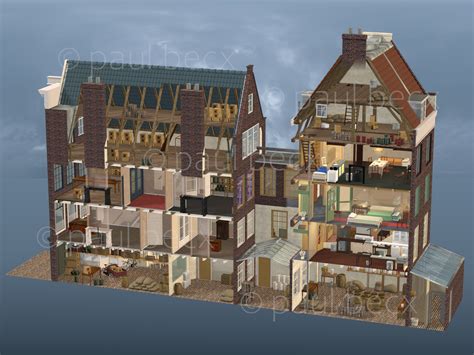 Een illustratie van het Achterhuis, met silhouetten van de onderduikers, om de sfeer van opsluiting te benadrukken.