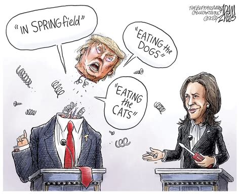 een satirische cartoon van Trump en Scaramucci