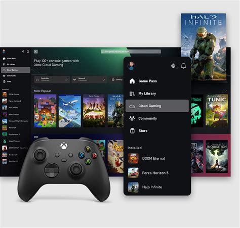 Schema van de Xbox-app interface op een Windows 10 pc