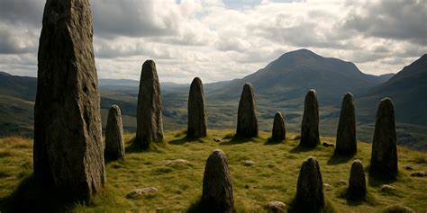 Illustratie van de steencirkel Craigh na Dun