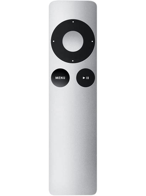 Illustratie van de Apple TV Remote (Siri Remote) met de belangrijkste knoppen gemarkeerd.