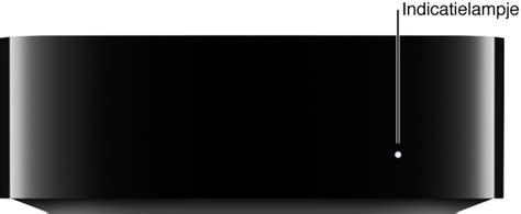 Illustratie van een Apple TV met een statuslampje aan de voorkant.