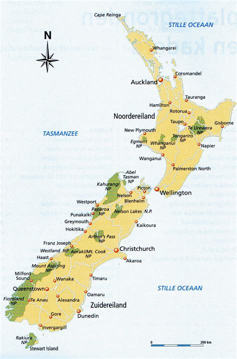 Kaart van Nieuw-Zeeland met de ligging ten opzichte van andere landen