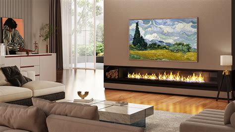 Illustratie van een Samsung TV die aan de muur hangt met een strakke, moderne uitstraling.