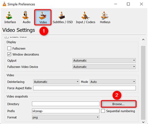Screenshot van VLC-voorkeuren met opties voor invoer/codes