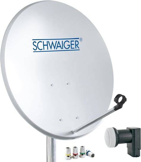 Illustratie van een LNB die is gemonteerd op een satellietschotel.