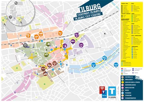 Kaart van Tilburg met de locatie van de kermis aangegeven